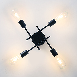 Matte black 4-light semi-embedded ceiling light